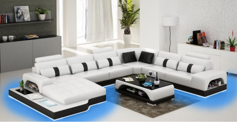 Ecksofa Polster Couch Sofa Wohnlandschaft Sitz Eck Garnitur Leder Textil Senden