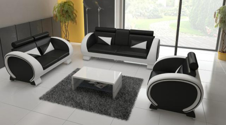 LEDERSOFA USB DESIGN GARNITUR 3+1 Massfertigung POLSTERGARNITUR POLSTER SOFA NEU