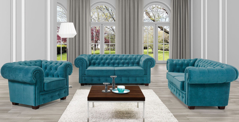 Sofagarnitur Sofa Couch 3+2+1 - Garnitur Bettfunktion Couchgarnitur Chesterfield