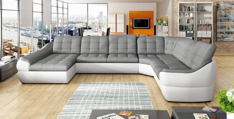 Sofa Schlafsofa Wohnlandschaft mit Bettfunktion + Bettkasten Ecksofa U Couch