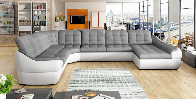 Sofa Schlafsofa Wohnlandschaft mit Bettfunktion + Bettkasten Ecksofa U Couch