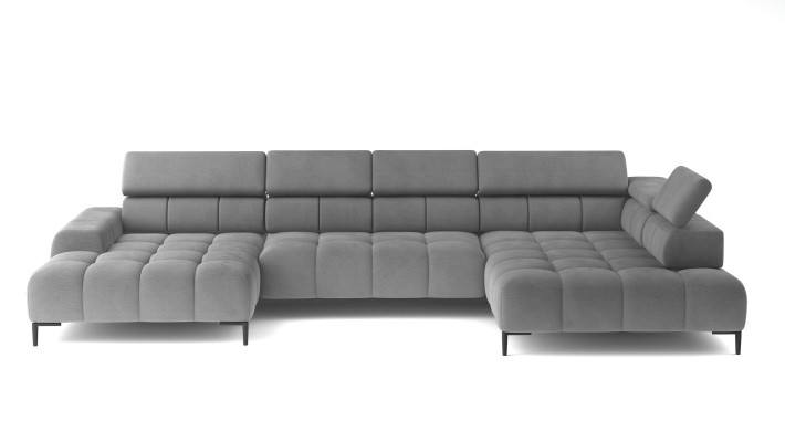 Ecksofa Textil Sofa Couch Polster Eck Sitz Wohnlandschaft Eckgruppe U-Form Grau