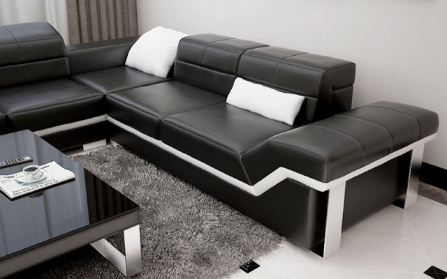 Ledersofa Sofa Couch Wohnlandschaft Ecksofa Garnitur Design Modern Sofa K5007B