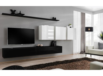 Designer Modern Wohnwand Wohnzimmermöbel Schwarz Holzmöbel Sideboard