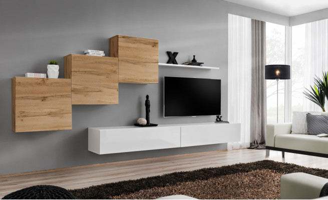 Luxus Set 6tlg Wohnwand Einrichtung Garnitur Wandregal Designer Wohnzimmermöbel