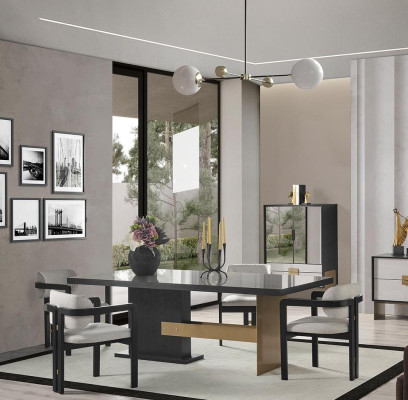 Designer Essgruppe Luxus Garnitur Esstisch 8x Stühle Esszimmer Möbel