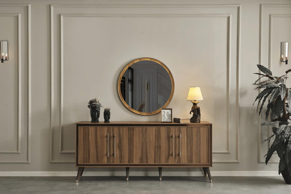 Braunes Esszimmer Set Designer Esszimmergarnitur Esstisch Stühle Spiegel