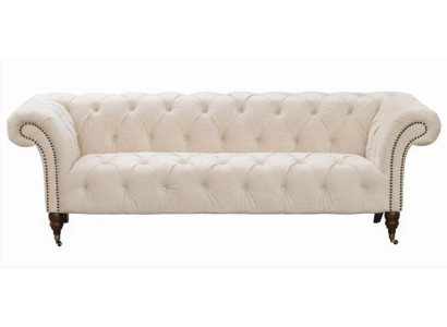 Beige Chesterfield Dreisitzer Modern Design Couchen Stoff Sofa designer Möbel