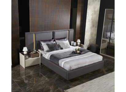 Modern Set Schlafzimmer Bett 2x Nachttische 3tlg Luxus Komplett Set Design