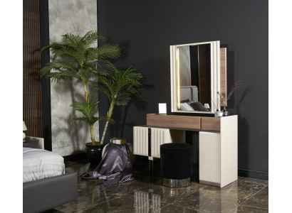 Modern Design Weiß Schminktisch mit Spiegel Luxus Schlafzimmer Möbel 2tlg Neu