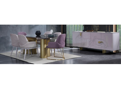 Essecke Esszimmermöbel Essgruppe Esstisch Set Esszimmer 9tlg Rosa Holz
