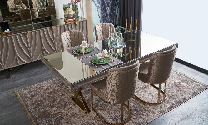 Essgruppe Essecke Esszimmer Esstisch Holz Braun Set 9tlg Sideboard