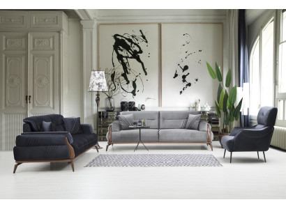 Designer Polstersofas Wohnzimmer Set 2x Dreisitzer Sofas Luxus Sessel