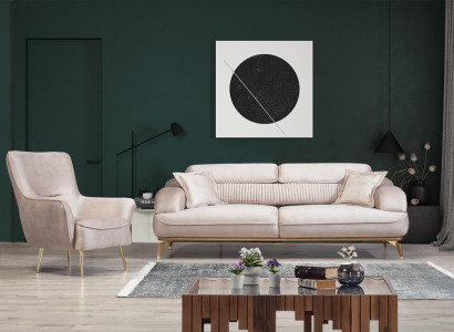 Wohnzimmer Set Luxus Sofa Dreisitzer Einrichtung Polster Möbel Sessel Textil