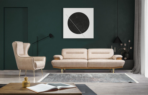 Modern Wohnzimmer Sofa Couch Dreisitzer Modern Sessel Designer Einrichtung