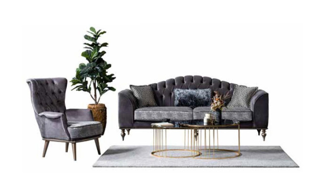 Chesterfield Sitzgarnitur Dreisitzer Sessel Designer Wohnzimmermöbel