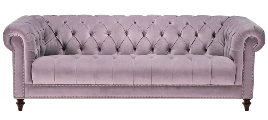 Lila Dreisitzer Stoff Chesterfield Design Couchen Polster Sofas Original Samt