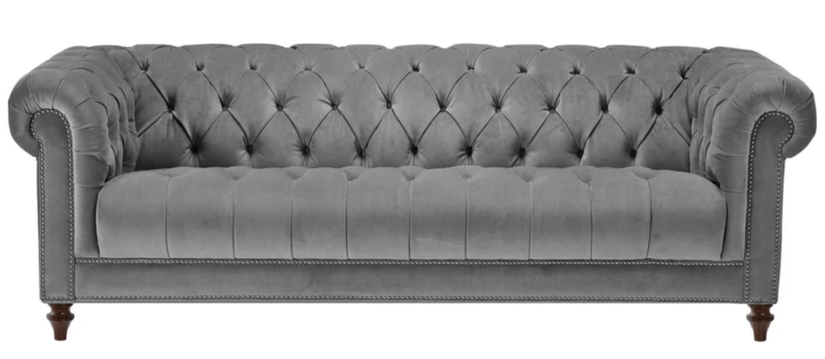 Dreisitzer Grau Stoff Wohnzimmer Design Couchen Polster Sofa Sofas Chesterfield