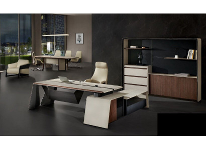 Büroeinrichtung Arbeitszimmer Büro Möbel Tisch Schrank Sessel 3tlg Set