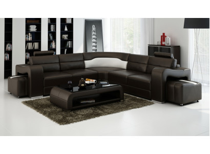 Ledersofa mit USB,Wohnlandschaft Ecksofa Eck Garnitur Design Modern Sofa F3008B