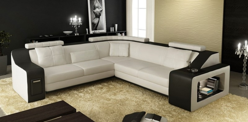 Ecksofa Leder Textil Sofa Couch USB Polster Wohnlandschaft L Garnitur Sitz Neu