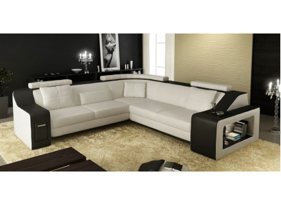 Ecksofa Leder Textil Sofa Couch USB Polster Wohnlandschaft L Garnitur Sitz Neu