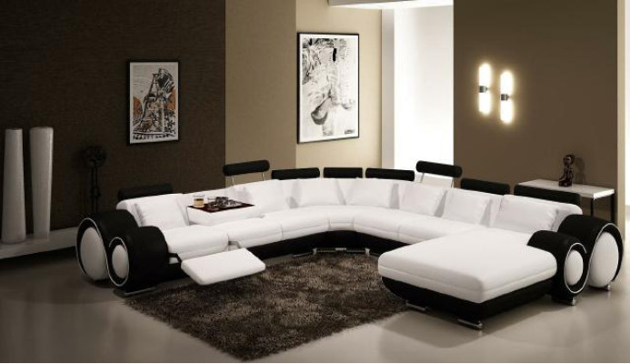 Leder Sofa Mit USB Couch XXL Wohnlandschaft Ledercouch Big Sofas Ecksofa