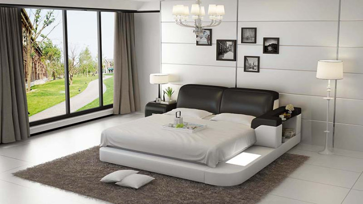 Design Bett XXL Big Betten Leder Polster Hotel 200x200cm Multifunktion Regal USB