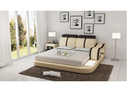 Design Bett XXL Big Betten Leder Hotel Polster 180x200 Multifunktion Regal USB