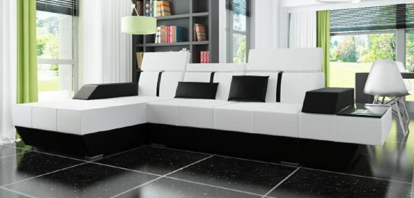 Ledersofa Wohnlandschaft Couch Sofa Ecksofa USB Leder Polster Massanfertigung