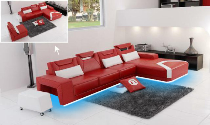Wohnlandschaft Polster Ecke Eck Sofa Couch Garnitur Landschaft Leder PH739B Neu