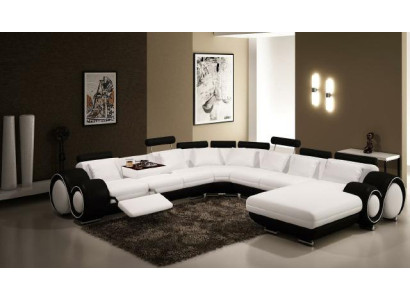 Leder Sofa Mit USB Couch XXL Wohnlandschaft Ledercouch Big Sofa Ecksofa