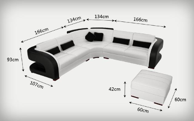 LEDERSOFA Design WOHNLANDSCHAFT COUCH GARNITUR POLSTERECKE ECKCOUCH SOFA Bergamo