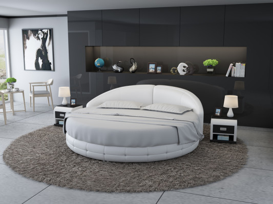 Design Rund Bett Polsterbett Luxusbett Doppelbett USB Betten Rundes