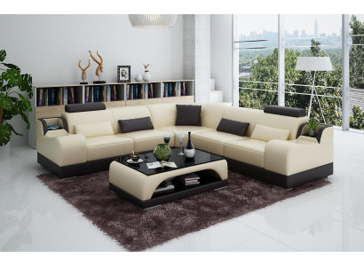 Ecksofa L-Form Wohnlandschaft Designer Sofa Couch Polster Sitz Garnitur Leder