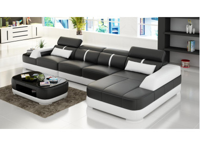 Ledersofa Polster Sitz Eck Sofa Garnitur Wohnlandschaft Wohnzimmer