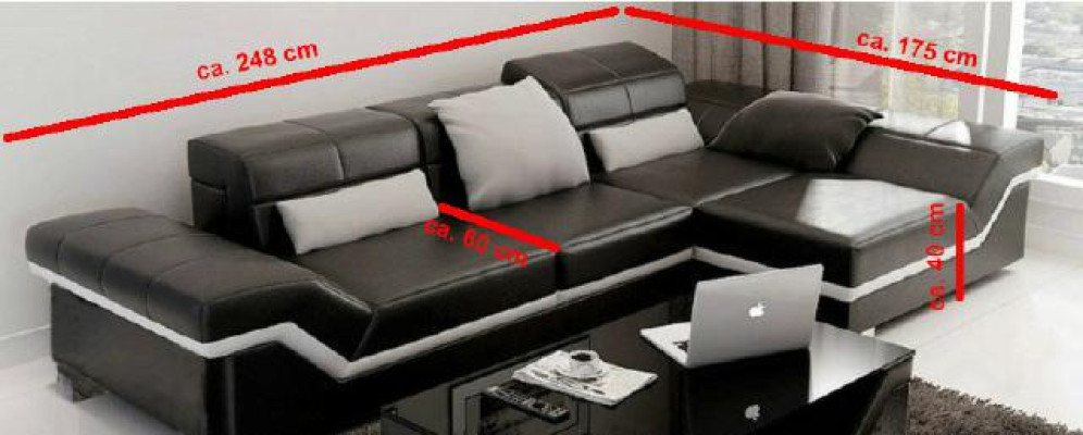 Ecksofa Sofa Couch Polster Wohnlandschaft Leder Eck Sofas Garnitur L Form NYIII
