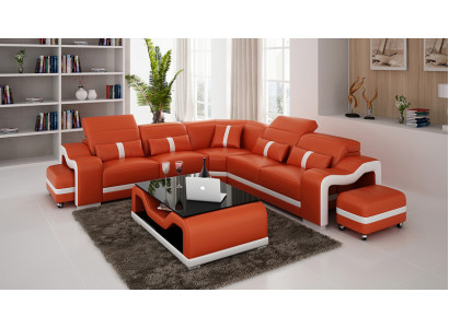 Ledersofa Couch Wohnlandschaft Ecksofa Sofa Eck Modern Design Garnitur