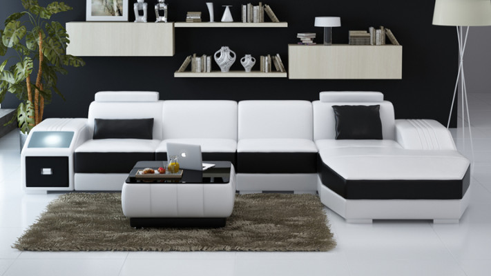 Modern Ledersofa Couch Wohnlandschaft Ecksofa Eck Garnitur Design Dekor