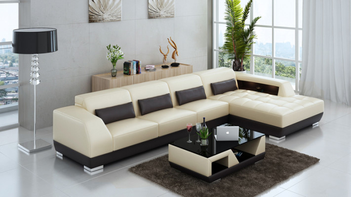 Ledersofa Couch Wohnlandschaft Ecksofa Eck Garnitur Design Modern Sofa G8024C
