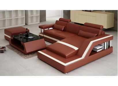 Ledersofa Modern Couch Wohnlandschaft Eck Dekor Ecksofa Design Garnitur