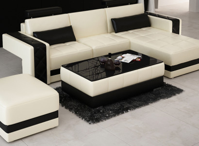  Ledersofa Couch Wohnlandschaft Ecksofa Eck Dekor Garnitur Design Modern