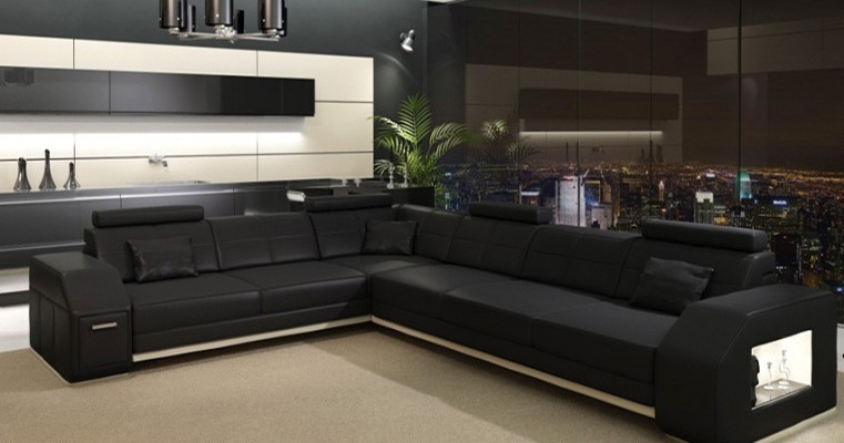 Ecksofa Ledersofa Sofa Couch Polster Sitz Ecke Garnitur Wohnlandschaft Ebern S