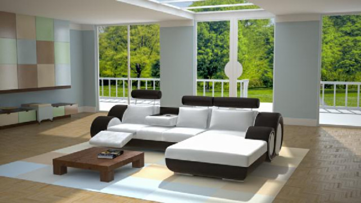 Designer Garnitur Wohnlandschaft Eckcouch Couch Sofa Polster Ledersofa Sofas Neu