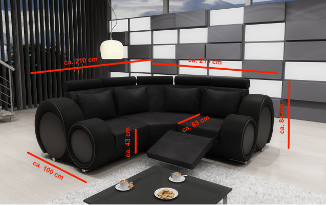 Eck Leder Textil Stoff Couch Sofa Garnitur Wohnlandschaft Polster Ecke Neu LMII