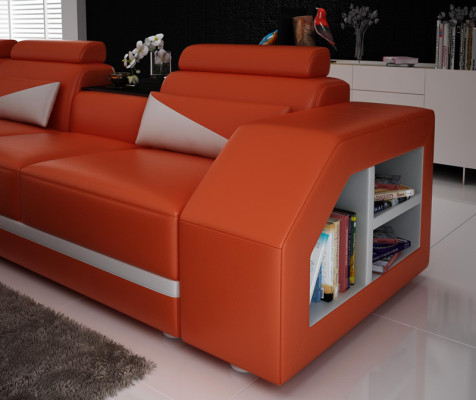 Ledersofa Couch Wohnlandschaft Ecksofa Eck Garnitur Design Modern Sofa G8018B