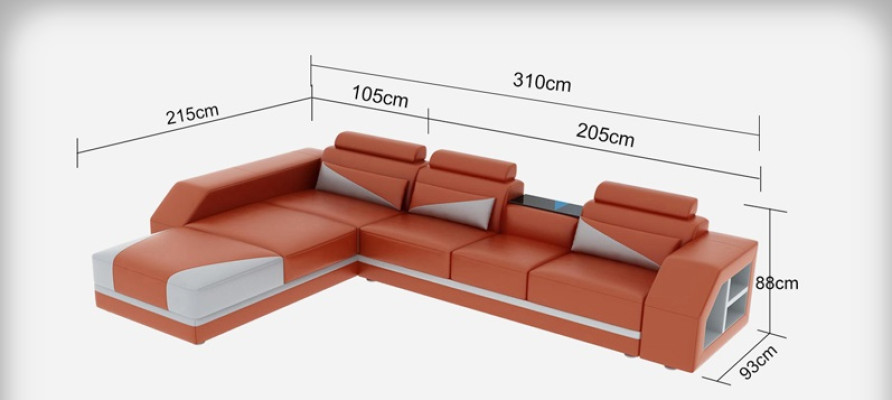 Ledersofa Couch Wohnlandschaft Ecksofa Eck Garnitur Design Modern Sofa G8018B