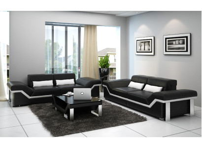Ledersofa Sofa Couch Wohnlandschaft 3+3 Garnitur Design Modern Sofas Neu