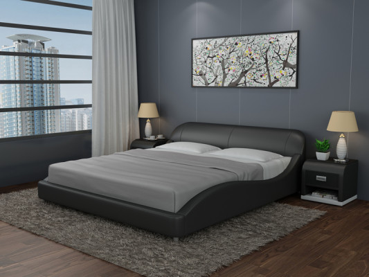 Design Polster Doppel Bett Moderne Betten Schlafzimmer mit USB & Regal 200x210 cm