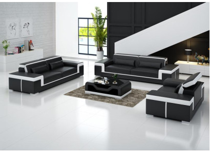 Design Couch Polster Sofas Leder Modern Sofagarnitur 3+1 Sitzer Komplett Set Neu